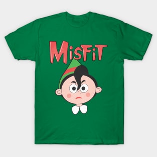 Misfit Elf 3 Red and Green T-Shirt